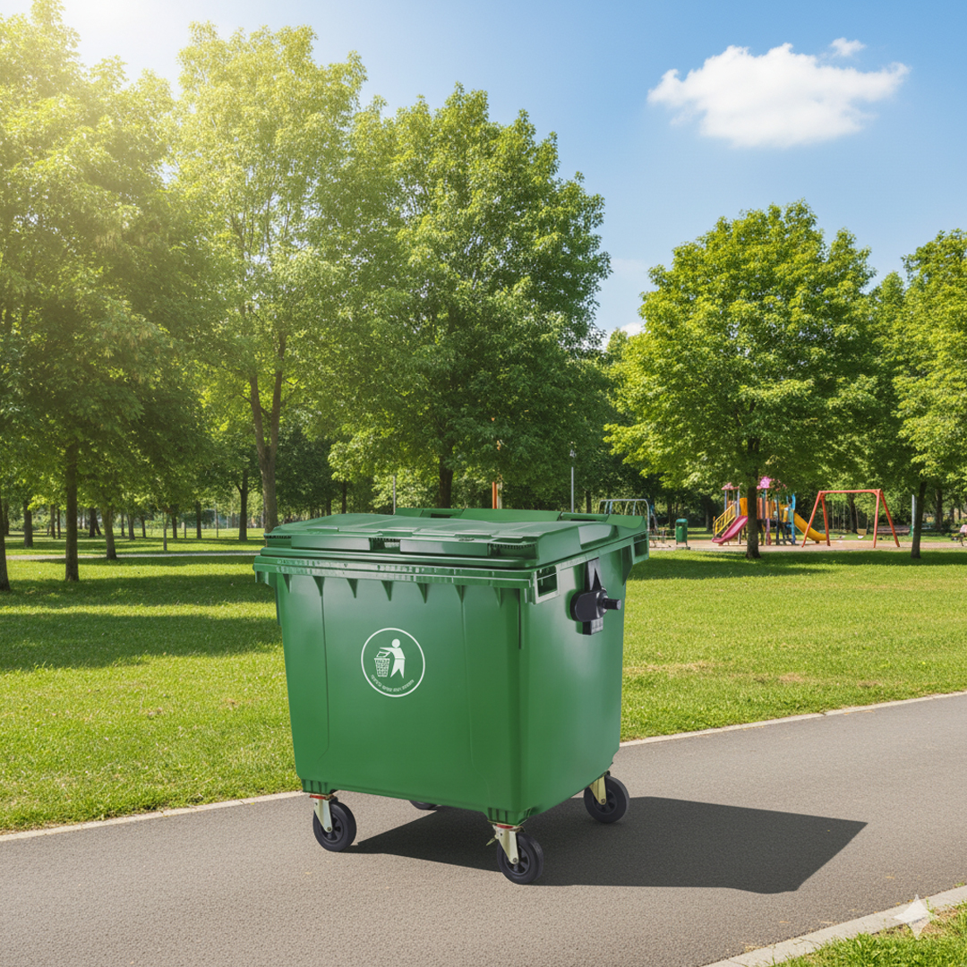 garbage-container-with-lid-and-wheels-1100liter-green-2 1100 Liter – Green – Garbage Container with Lid and Wheels