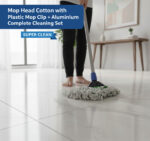 Mop Head Cotton with Plastic Mop Clip + Aluminium Handle – Complete Cleaning Set