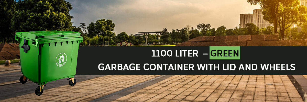 1100 Liter - Green - Garbage Container with Lid and Wheels