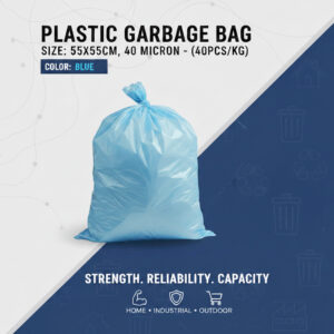 Plastic Garbage Bag, Blue Color – Size: 55x55cm, 40 micron