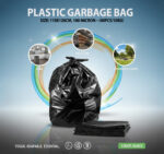 Plastic Garbage Bag, Black Color – Size: 110x120cm, 100 micron – (40pcs/10Kg)