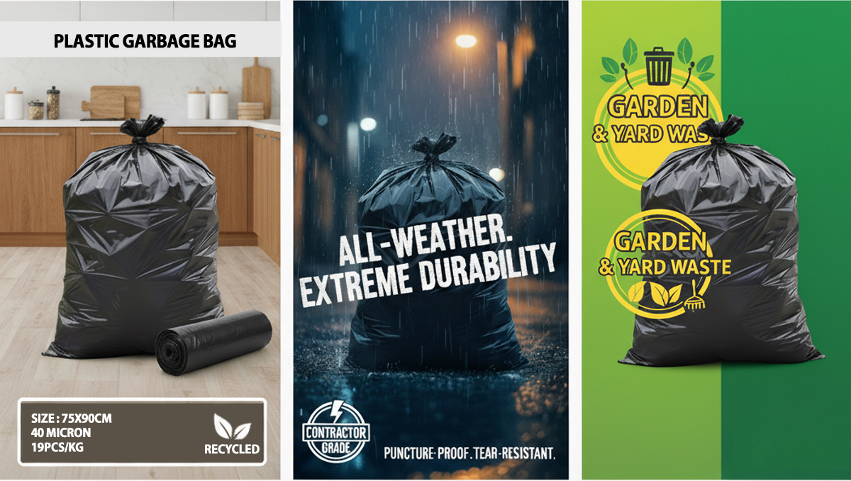 plastic-garbage-bag-color-black-2 Plastic Garbage Bag, Black Color –Size: 75x90cm, 40 micron – (19pcs/Kg)