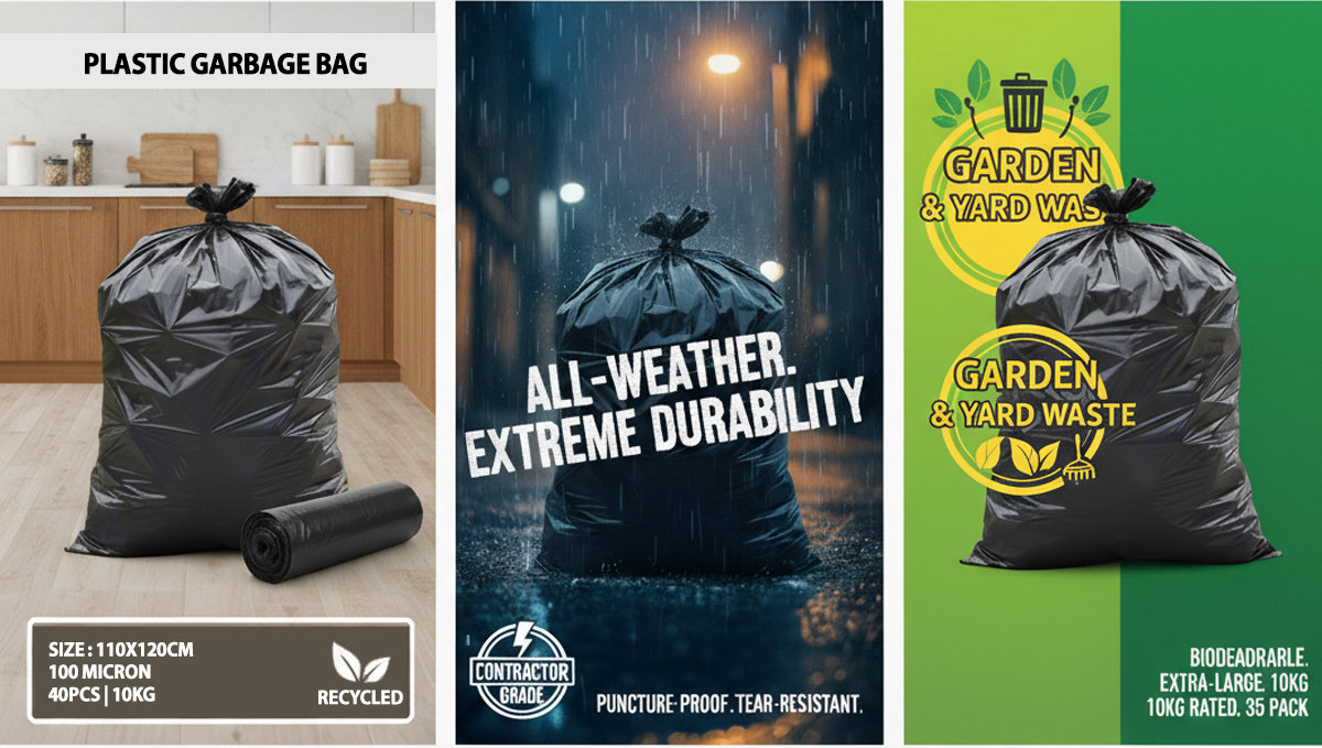 plastic-garbage-bag-color-black-2 Plastic Garbage Bag, Black Color – Size: 110x120cm, 100 micron – (40pcs/10Kg)