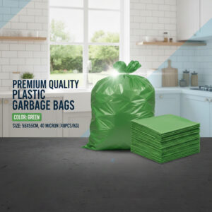 Plastic Garbage Bag, Green Color – Size: 55x55cm, 40 micron