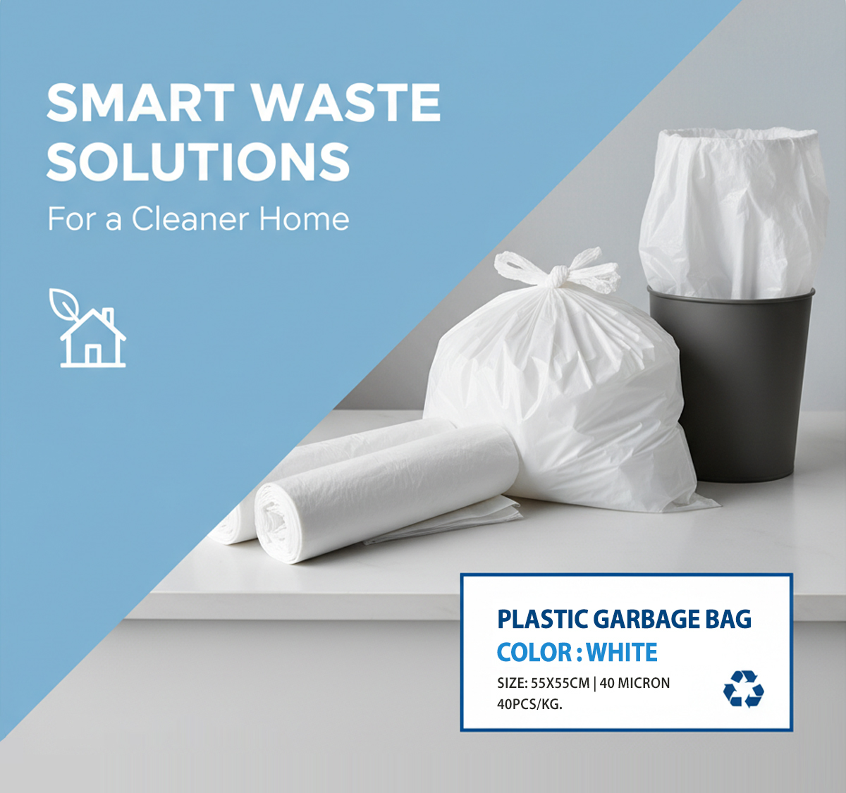 plastic-garbage-bag-white-color-size-55x55cm-40-micron-40pcskg-2 Plastic Garbage Bag, White Color – Size: 55x55cm, 40 micron – (40pcs/Kg)