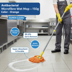 Antibacterial Microfibre Wet Mop – 150g | Orange (101750)