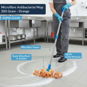 Microfibre Antibacterial Mop – 200 Gram (Orange) | Model: 207800