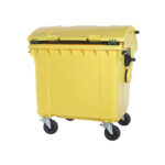 Yellow-Garbage-Container-with-Lid-and-Wheels-1100Liter