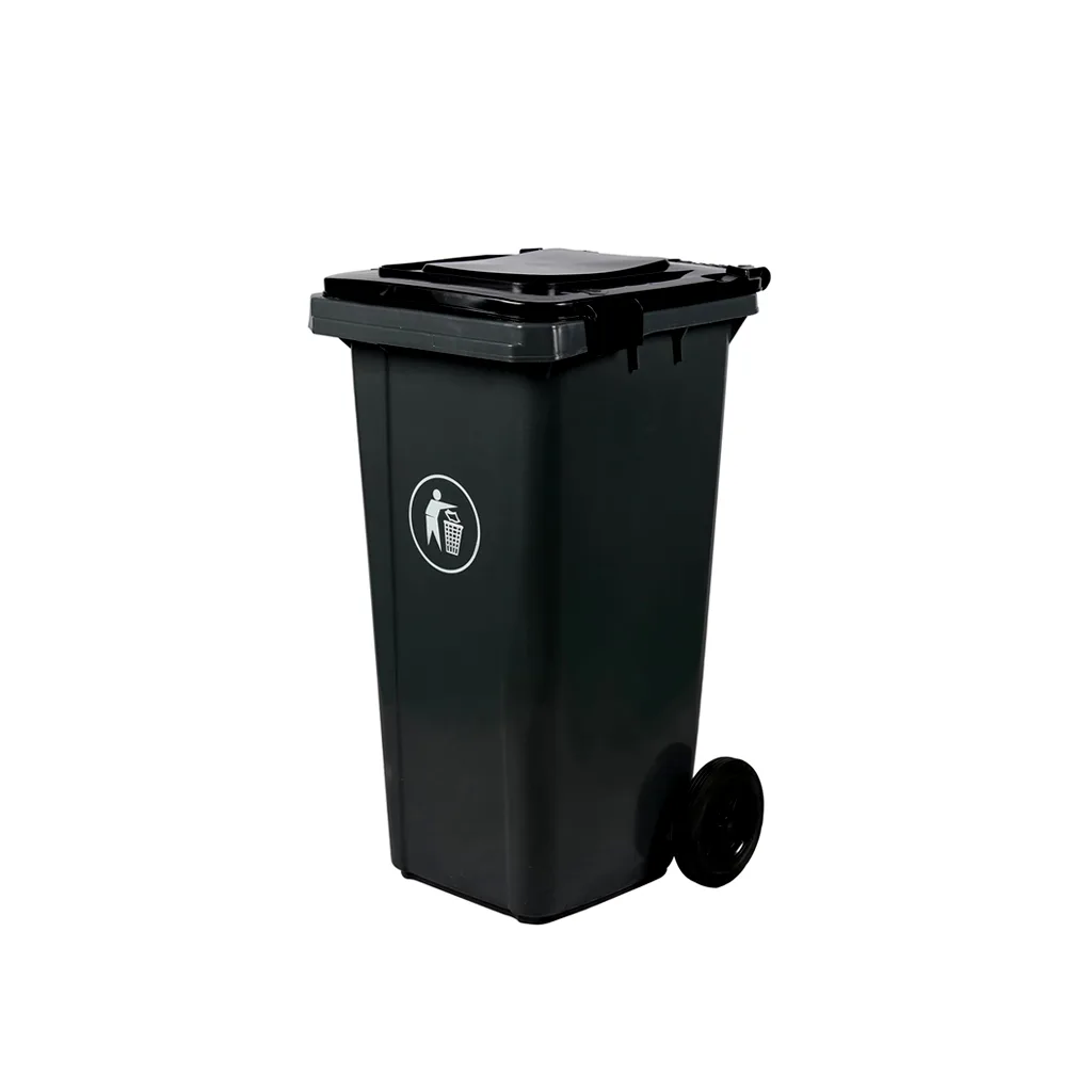 120Ltr - Black - Garbage Drums with Lid + Wheels