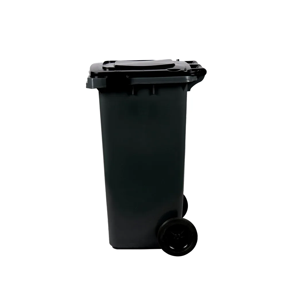 120Ltr - Black - Garbage Drums with Lid + Wheels