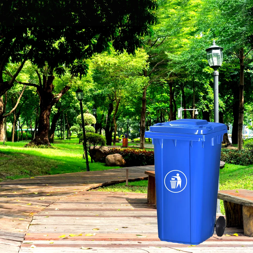120Ltr - Blue - Garbage Drums with Lid + Wheels