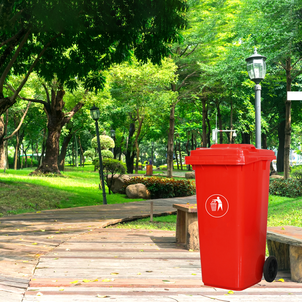 120ltr–red–garbage-drums-with-lid-wheels-4 120Ltr - Red - Garbage Drums with Lid + Wheels