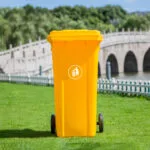 120ltr–yellow–garbage-drums-with-lid-wheels