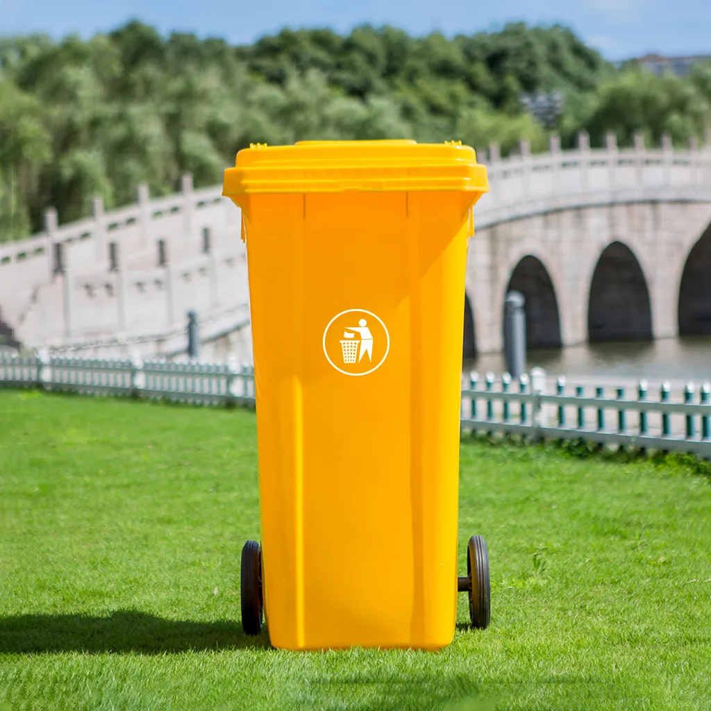 120Ltr - Yellow - Garbage Drums with Lid + Wheels
