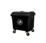 1100 Liter – Black – Garbage Container with Lid and Wheels