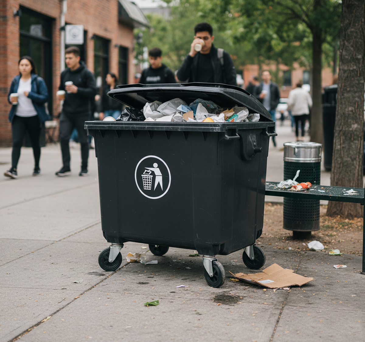 garbage-container-with-lid-and-wheels-1100liter-black-4 1100 Liter – Black – Garbage Container with Lid and Wheels
