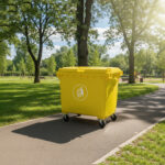 Yellow-Garbage-Container-with-Lid-and-Wheels-1100Liter