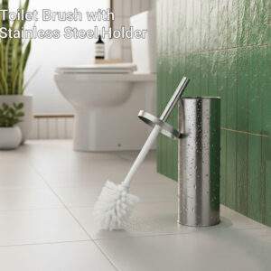Toilet Brush with Stainless Steel Holder – Hygienic, easy & Mess -Free cleaning