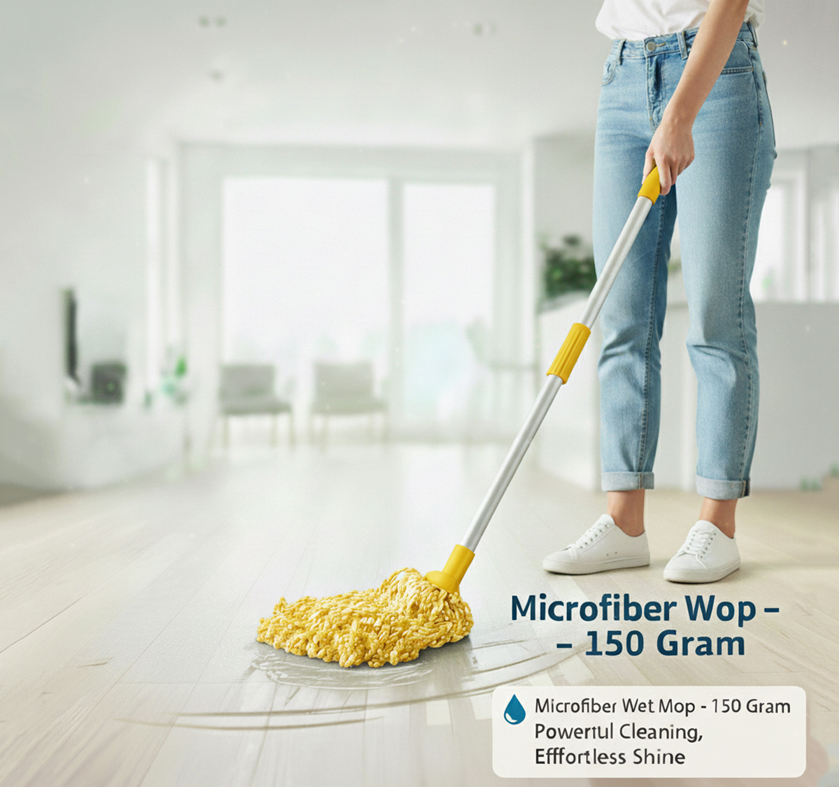 microfiber-wet-mop-yellow Microfiber Wet Mop – 150 Gram (Yellow) | Superior Absorption & Effortless Floor Cleaning