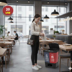 Recycling Pedestal 2 Compartmental Classification Bin – 20Ltr Capacity