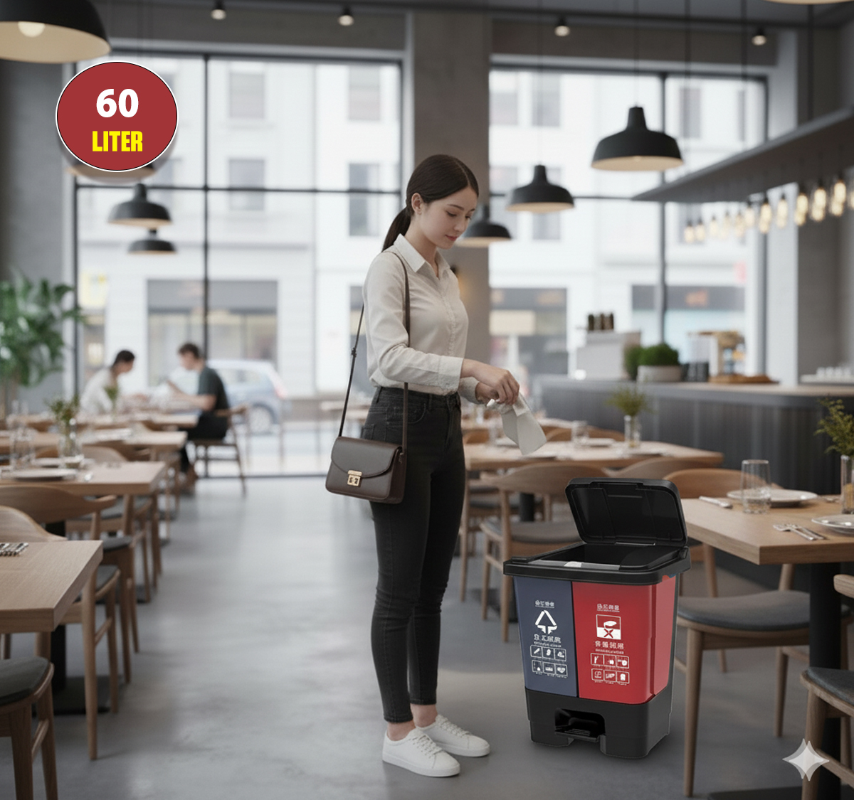 recycling-pedestal-2-compartmental-classification-bin–60Ltr-capacity-2 Recycling Pedestal 2 Compartmental Classification Bin – 60Ltr Capacity