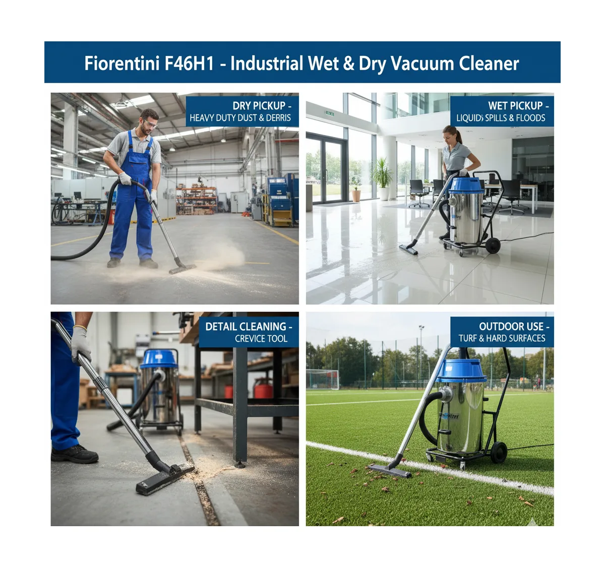 Vacuum Cleaner, Industrial – Wet & Dry – Fiorentini Brand – F46H1