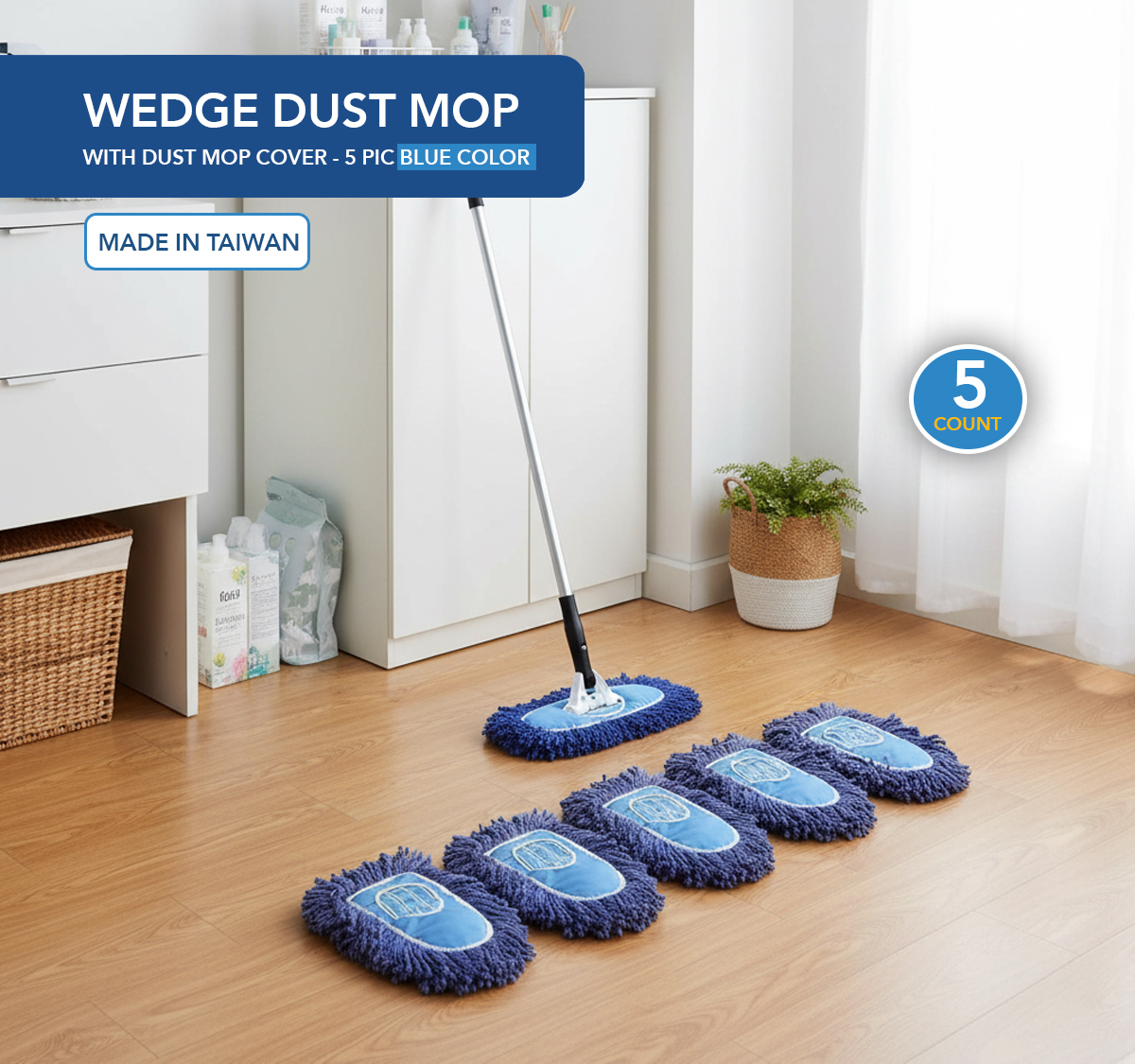 wedge-dust-mop-blue-with-5-pic-dust-mop-cover-cj-350B Wedge Dust Mop Blue / with 5 Pic Dust Mop Cover - Cj-1350B