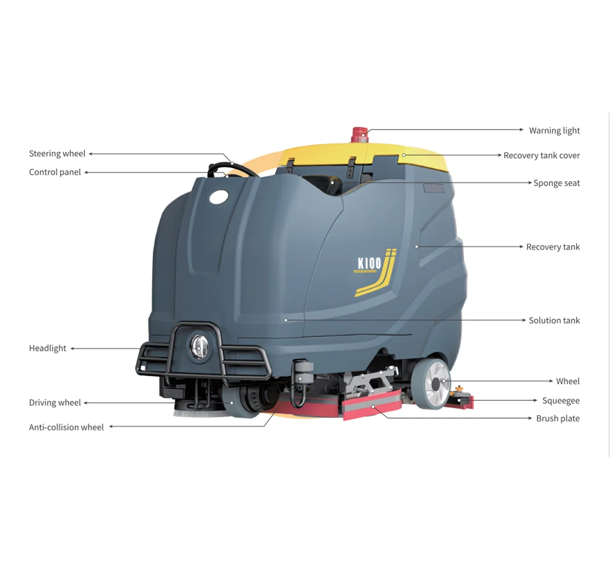 Cleanplus Ride-on Floor Scrubber Machine – K100