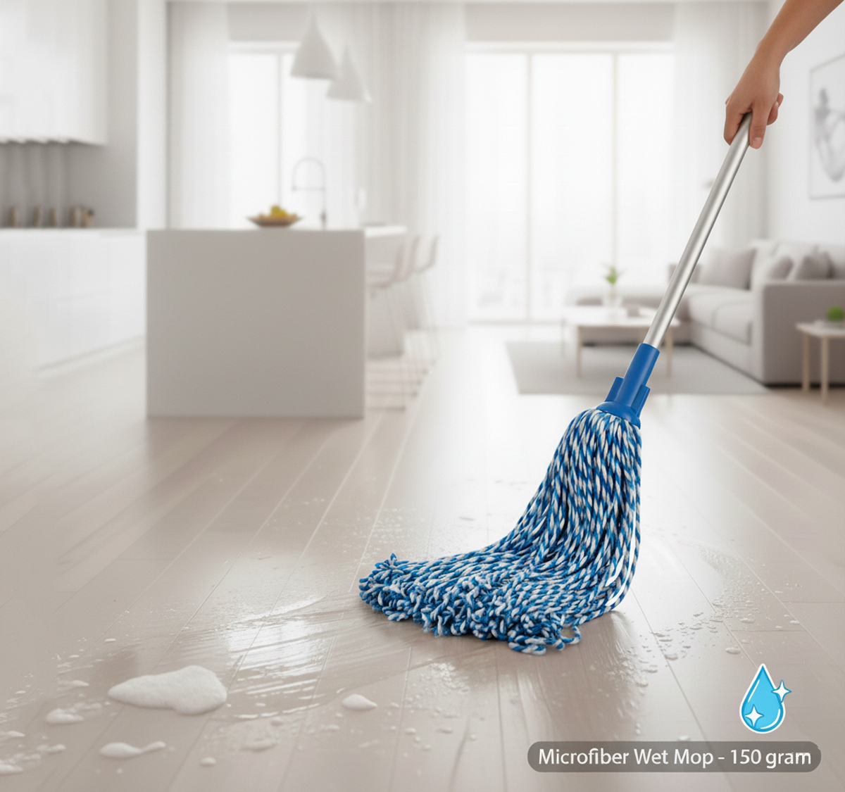 microfiber-wet-mop-blue-1 Microfiber Wet Mop – 150 Gram (Blue) | Superior Absorption & Effortless Floor Cleaning