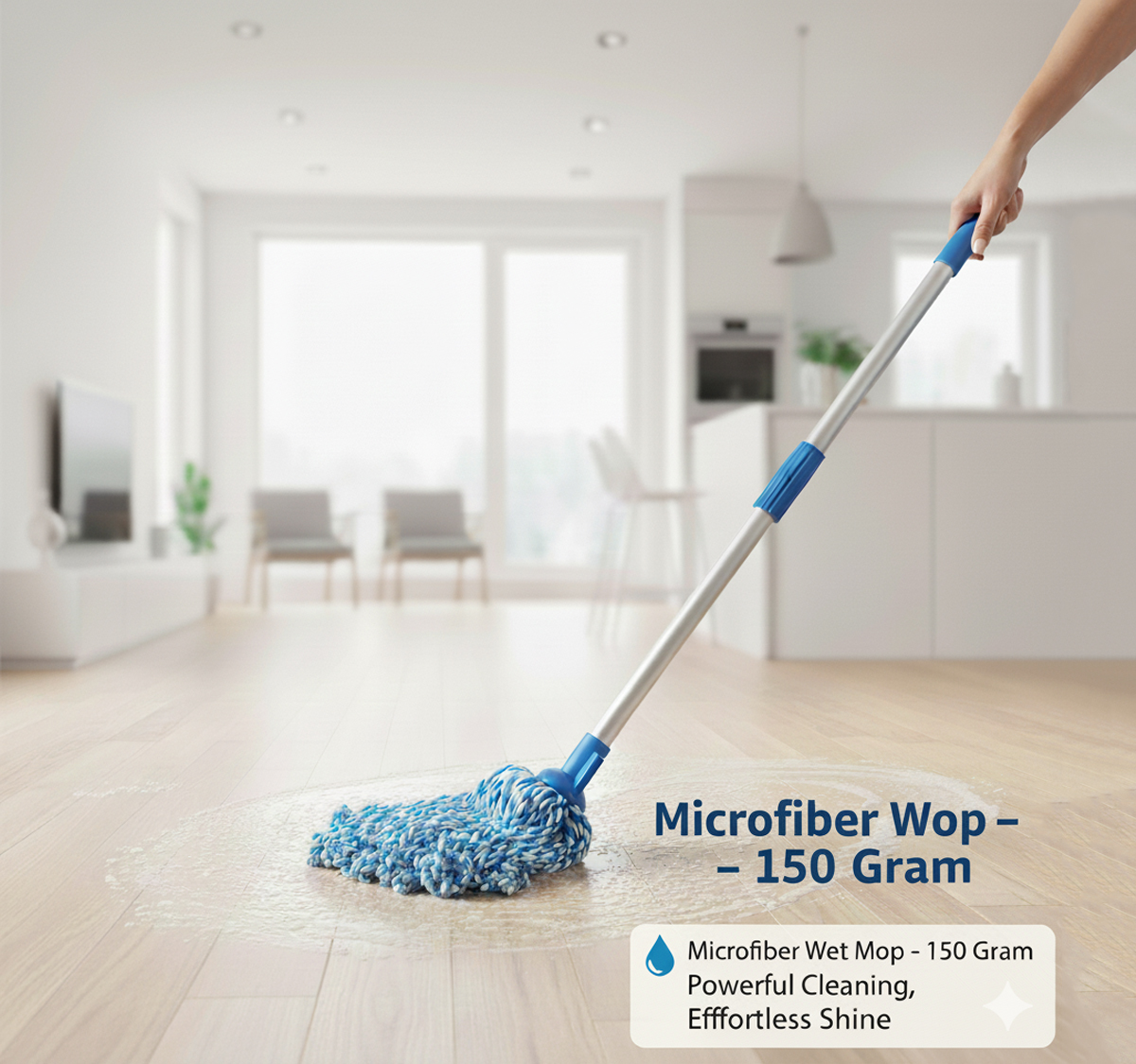 microfiber-wet-mop-blue Microfiber Wet Mop – 150 Gram (Blue) | Superior Absorption & Effortless Floor Cleaning