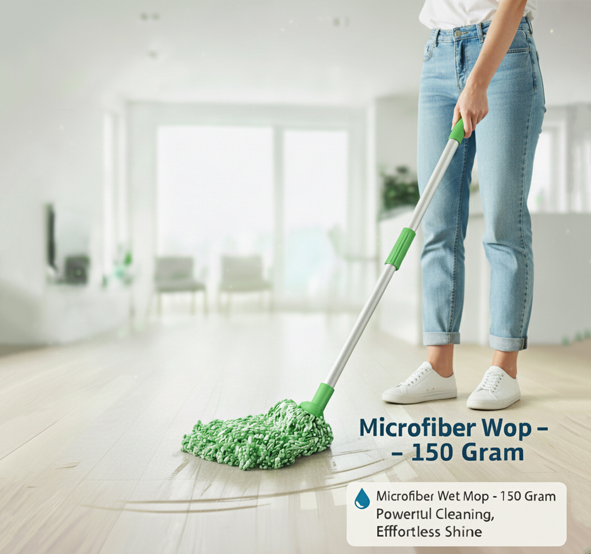 microfiber-wet-mop-green-2 Microfiber Wet Mop – 150 Gram (Green) | Superior Absorption & Effortless Floor Cleaning