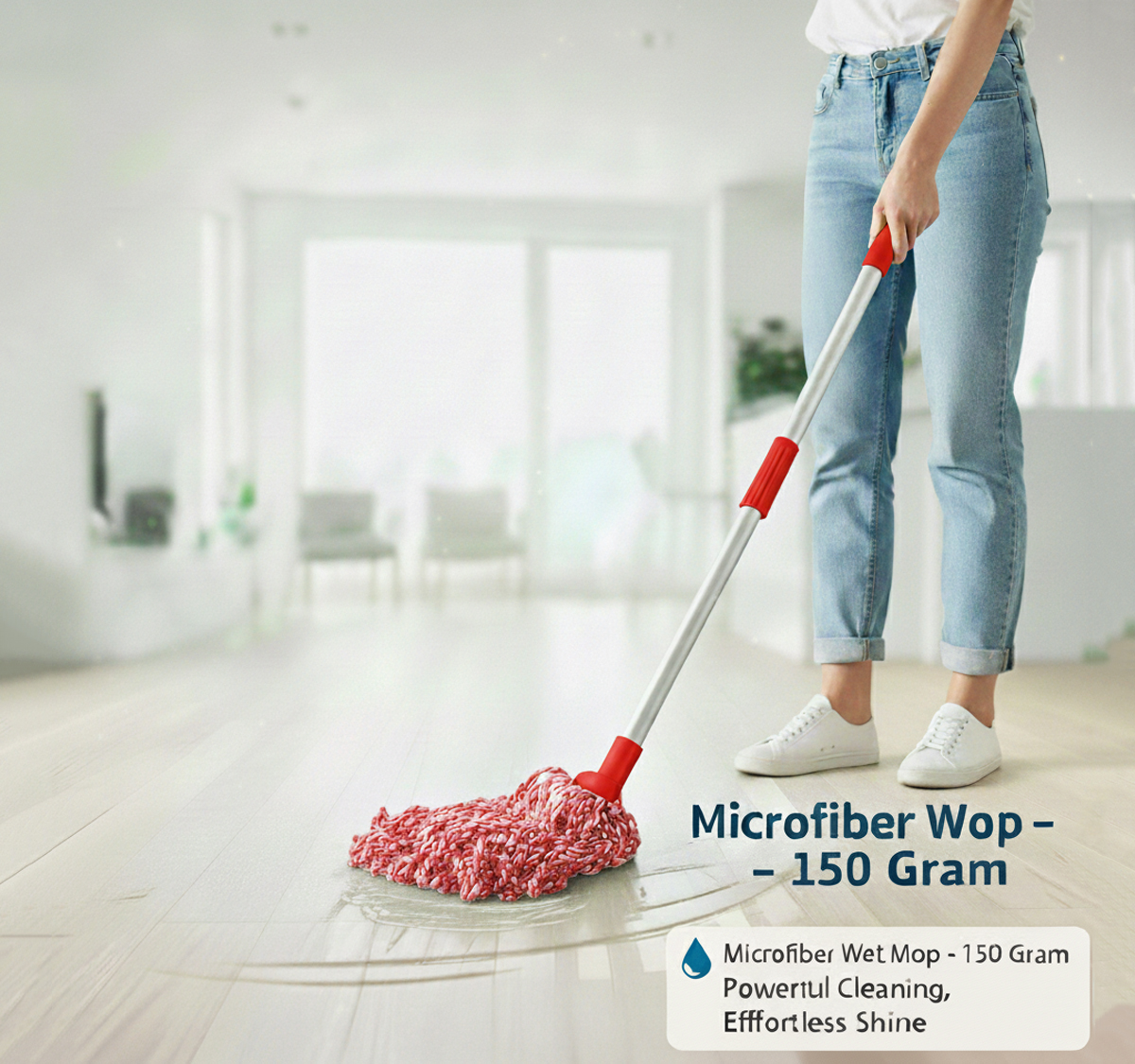 microfiber-wet-mop-red Microfiber Wet Mop – 150 Gram (Red) | Superior Absorption & Effortless Floor Cleaning