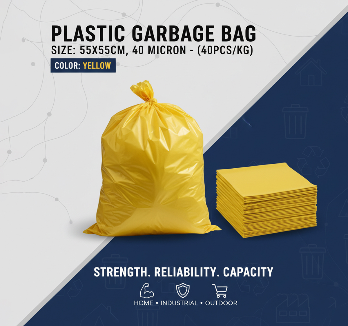 plastic-garbage-bag-yellow-color-size-55x55cm-40-micron-40pcskg Plastic Garbage Bag, Yellow Color – Size: 55x55cm, 40 micron